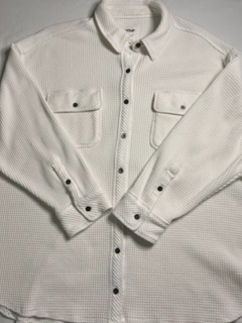 Aerie Lumber Jane Waffle Shirt, white, size M